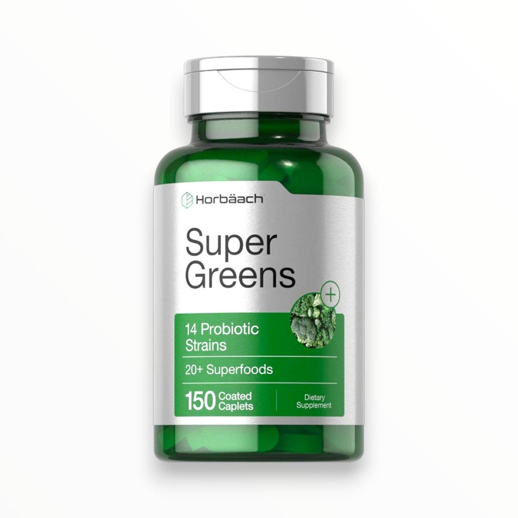[NEW0063] Horbaach Super Greens – 20+ Superfoods & 14 Probiotics (150 Caplets) | Egypt