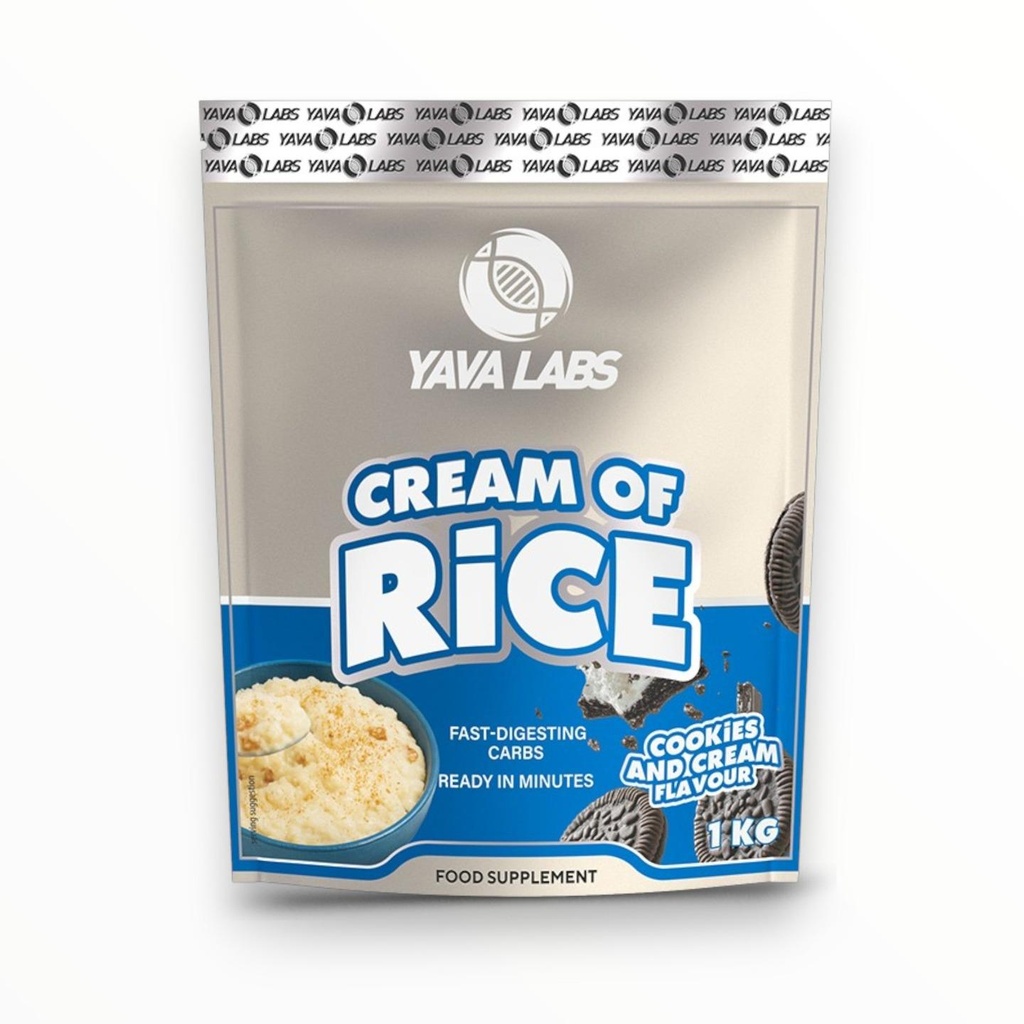 [NEW0032] Yava Labs Cream of Rice Strawberry 1KG – Fast Digesting Carbs for Muscle Energy & Clean Bulking (cookies&cream)