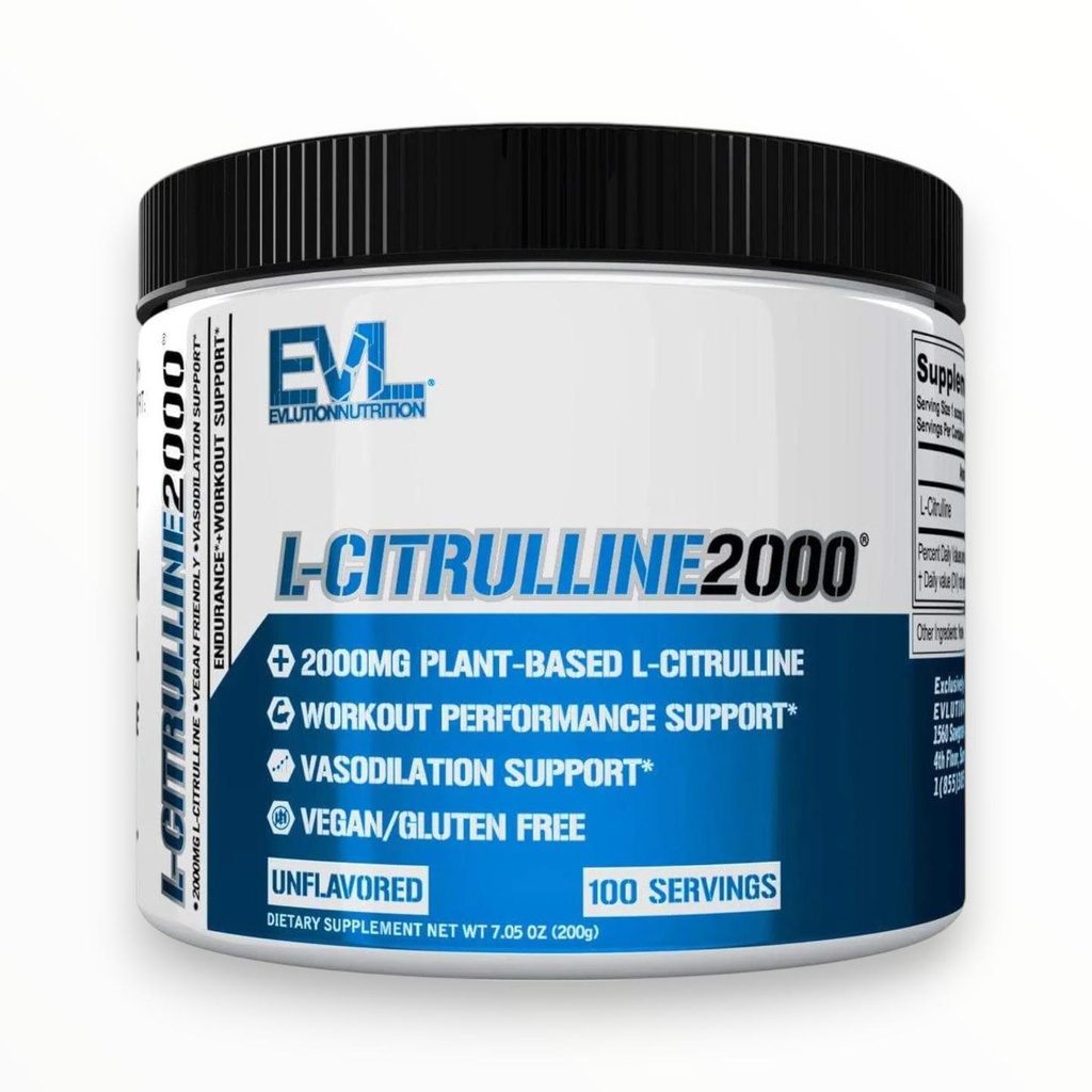 [EVL0059] EVL L-Citrulline 2000 – Plant-Based Pre-Workout Pump & Performance Support, 200g (100 Servings)