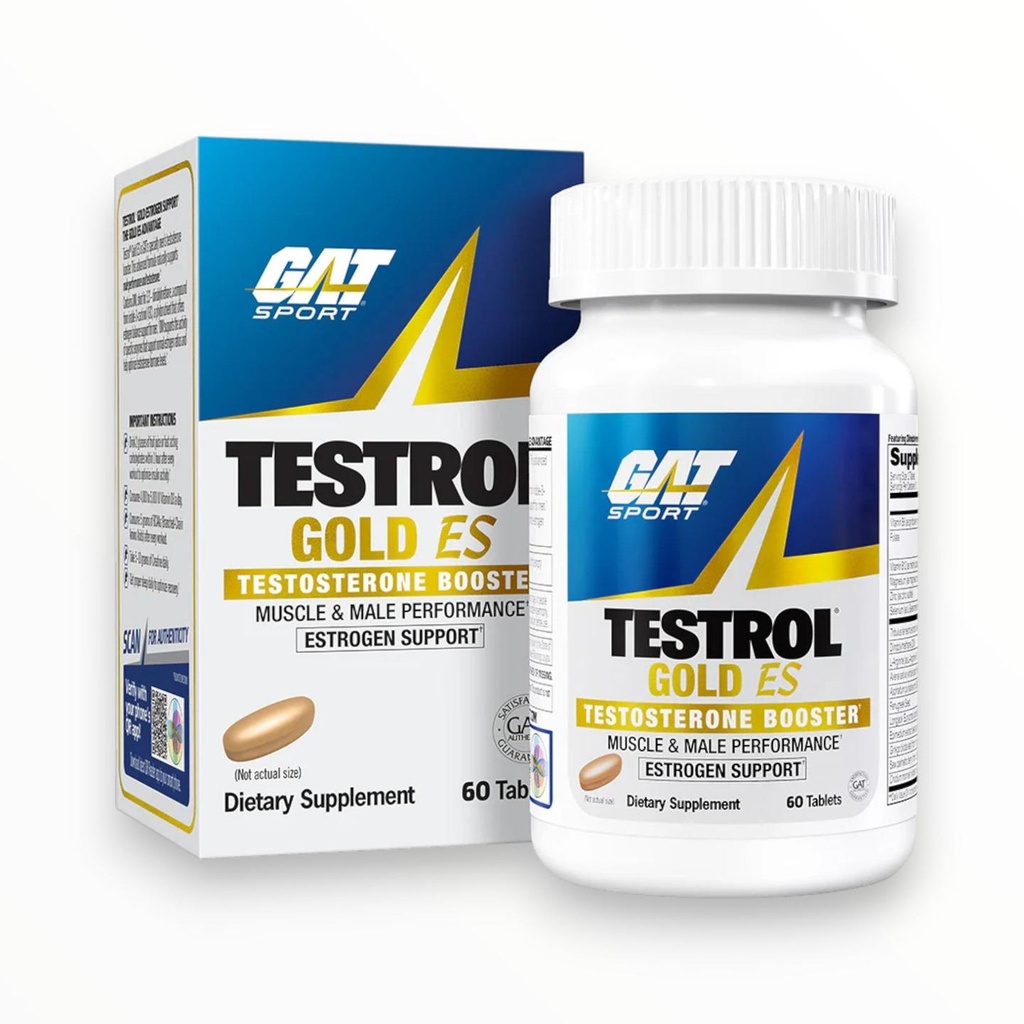 [GAT0067] GAT Sport Testrol Gold ES – Testosterone Booster & Estrogen Support for Muscle & Male Performance, 60 Tablets
