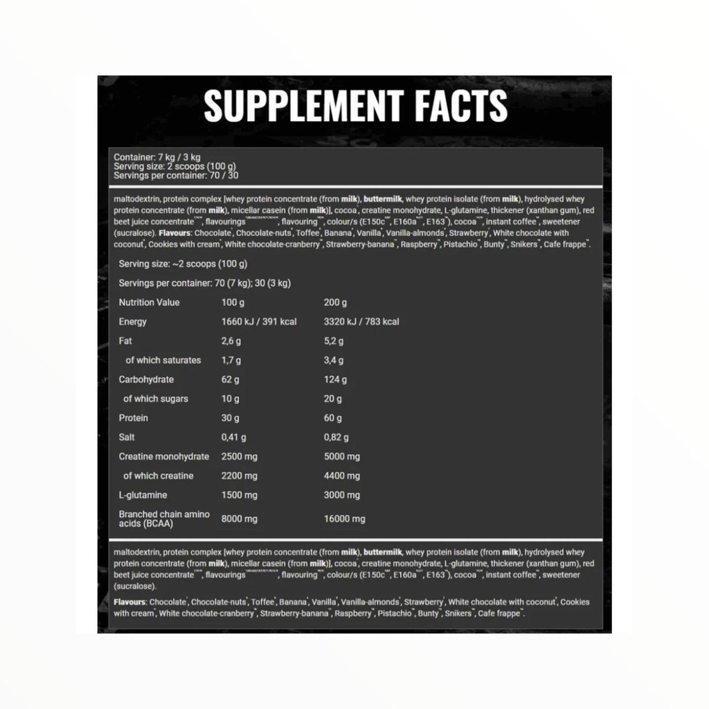 BAD ASS Mass Gainer – 7kg High Calorie Muscle Mass Builder (70 Servings) | Egypt