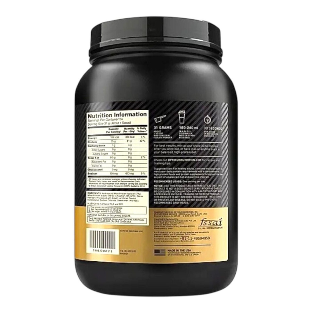 Optimum Nutrition Whey Isolate 750g (24 Servings) | Ultra-Pure Protein for Lean Muscle & Fast Recovery|