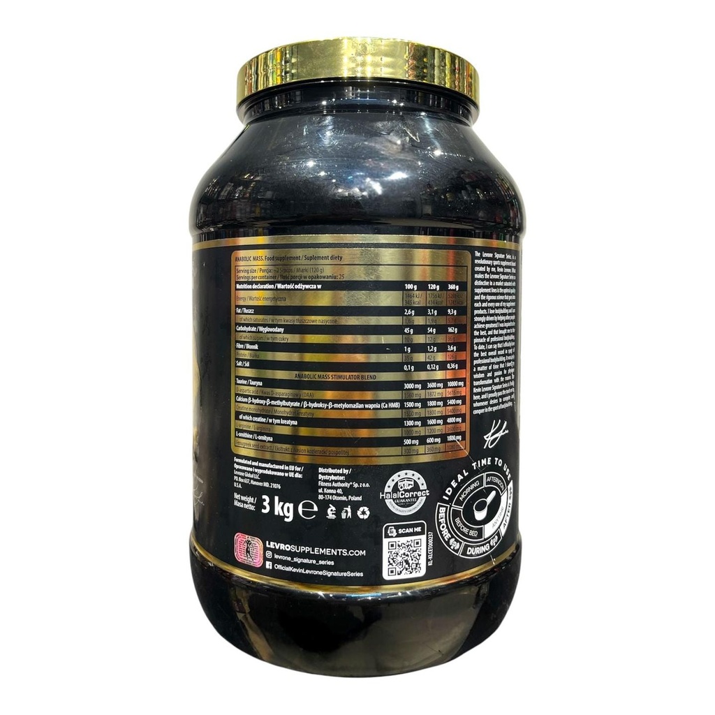 Kevin Levrone Anabolic Mass 3kg – 25 Servings High-Calorie Mass Gainer in Egypt