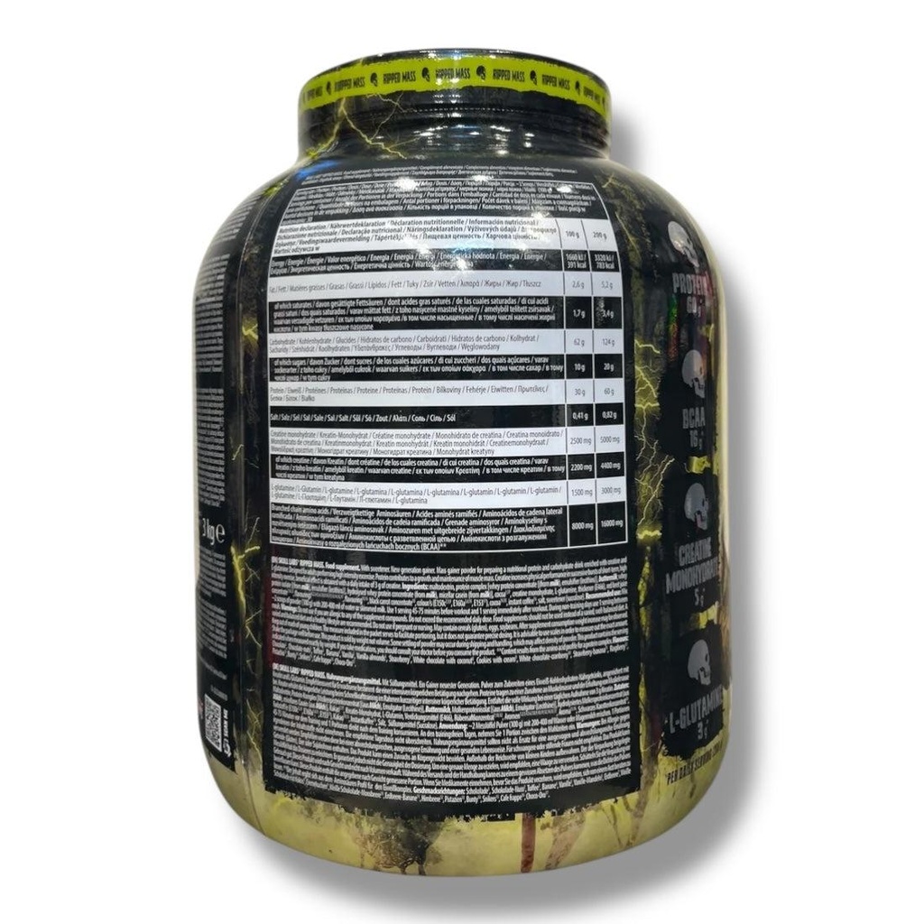Skull Labs Ripped Mass Gainer 3kg (30 Servings) | Lean Mass, Strength & Recovery Gainer