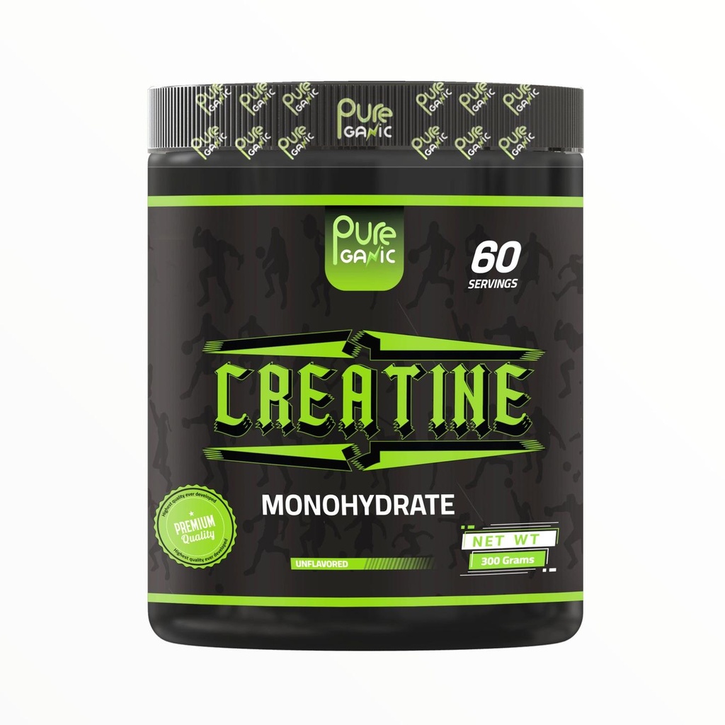 Pureganic Creatine Monohydrate 300g (60 Servings) | Strength, Power & Muscle Recovery Formula|In Power Fit Supplements Egypt