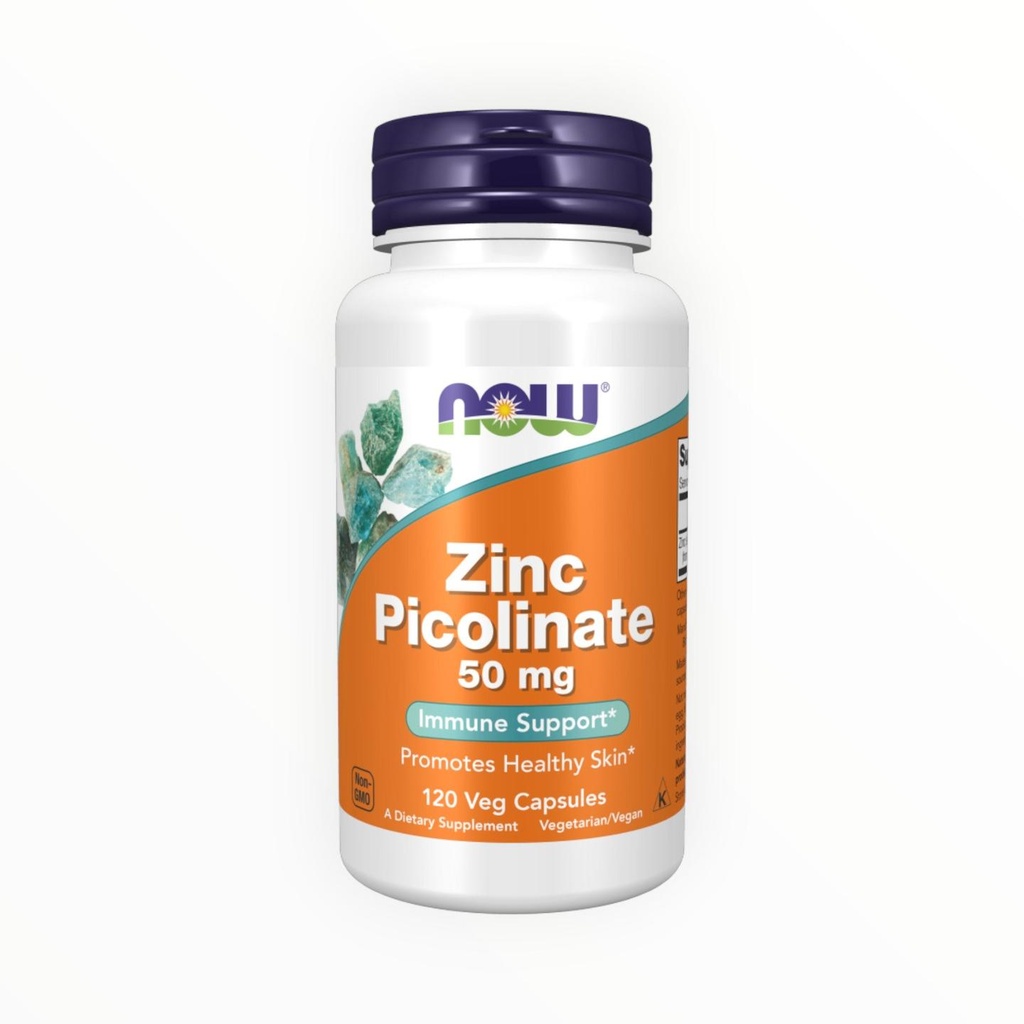 NOW Zinc Picolinate 50mg – 120 Tablets | Immune, Skin & Hormonal Support