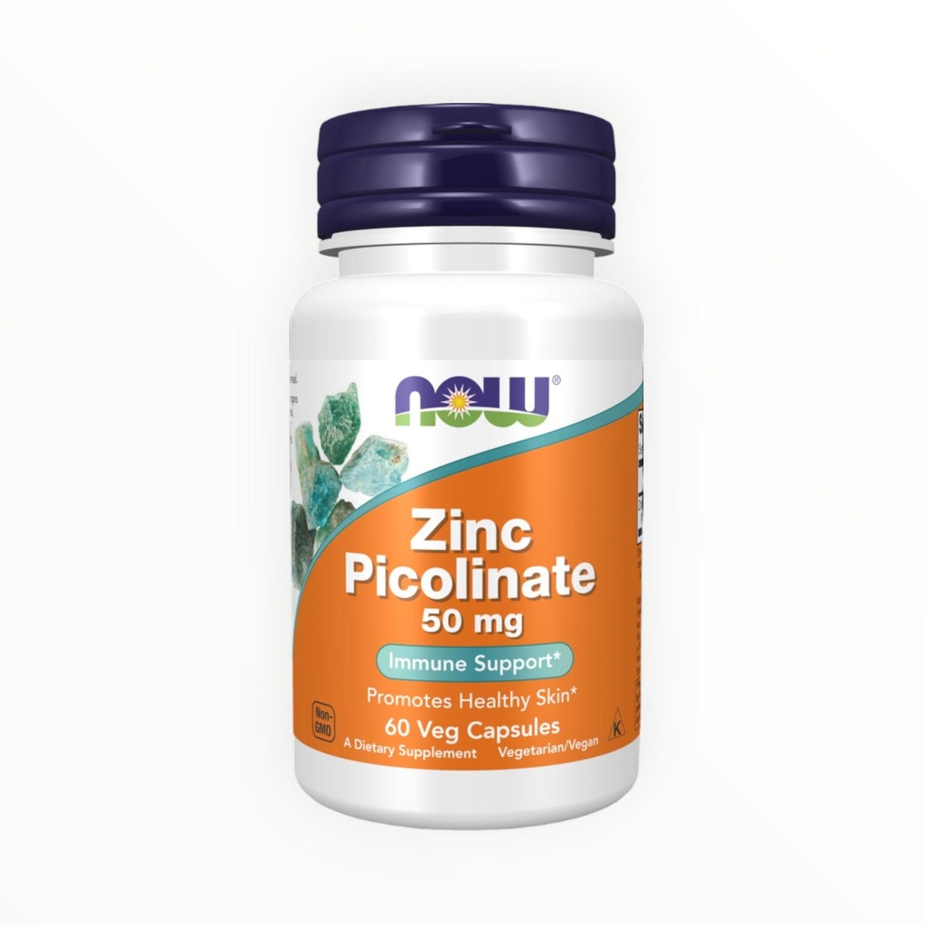 NOW Zinc Picolinate 50mg – 60 Tablets | Immune & Skin Support| In Power Fit Supplements Egypt