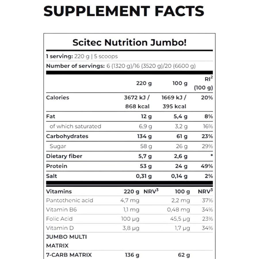 Scitec Jumbo Mass 3.52kg – 16 Servings Mass Gainer in Egypt