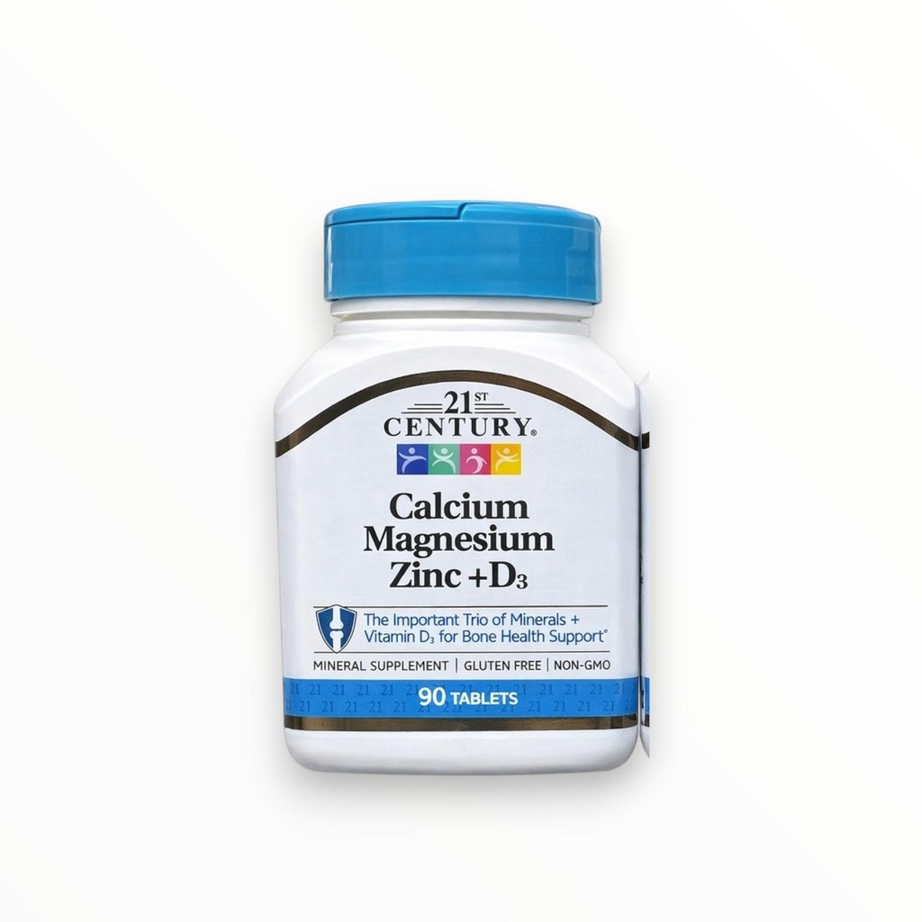 21st Century Calcium Magnesium Zinc + D3 – Bone & Immune Support | 90 Tablets