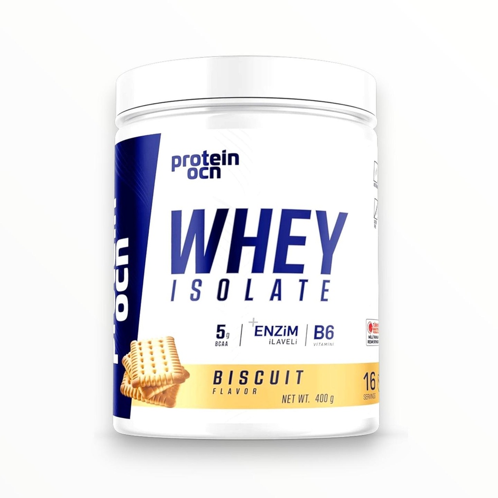 [NEW0027] Protein OCN Whey Isolate Biscuit Flavor 400g – Premium Whey Protein Isolate with BCAA & Vitamin B6 (16 Servings)