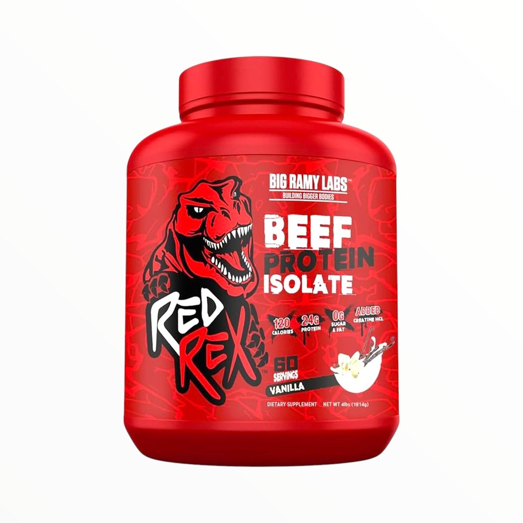 [RED0926] Big Ramy Labs Red Rex Beef Protein Isolate – 24g Protein, Zero Sugar, Chocolate Peanut Butter, 60 Servings (Vanilla)
