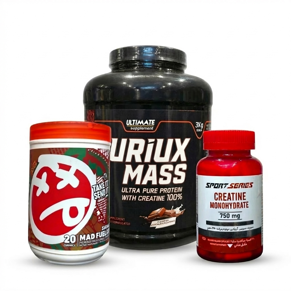 Furiox Mass Gainer (3kg) + Skeleton Mad Fuel (20 Servings) + Creatine Monohydrate – Advanced Bulking & Strength Stack