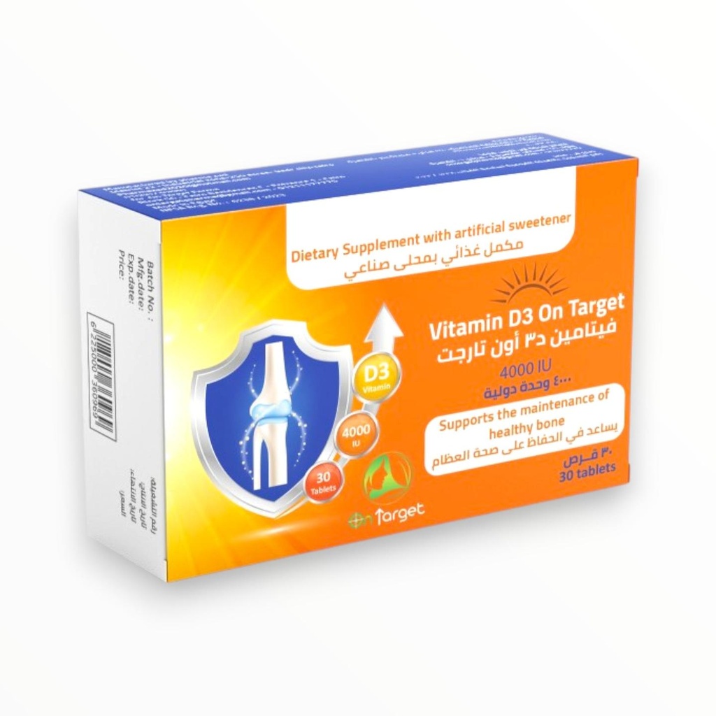 [NEW0064] On Target Vitamin D3 4000 IU – Bone & Immune Support (30 Tablets) | Egypt